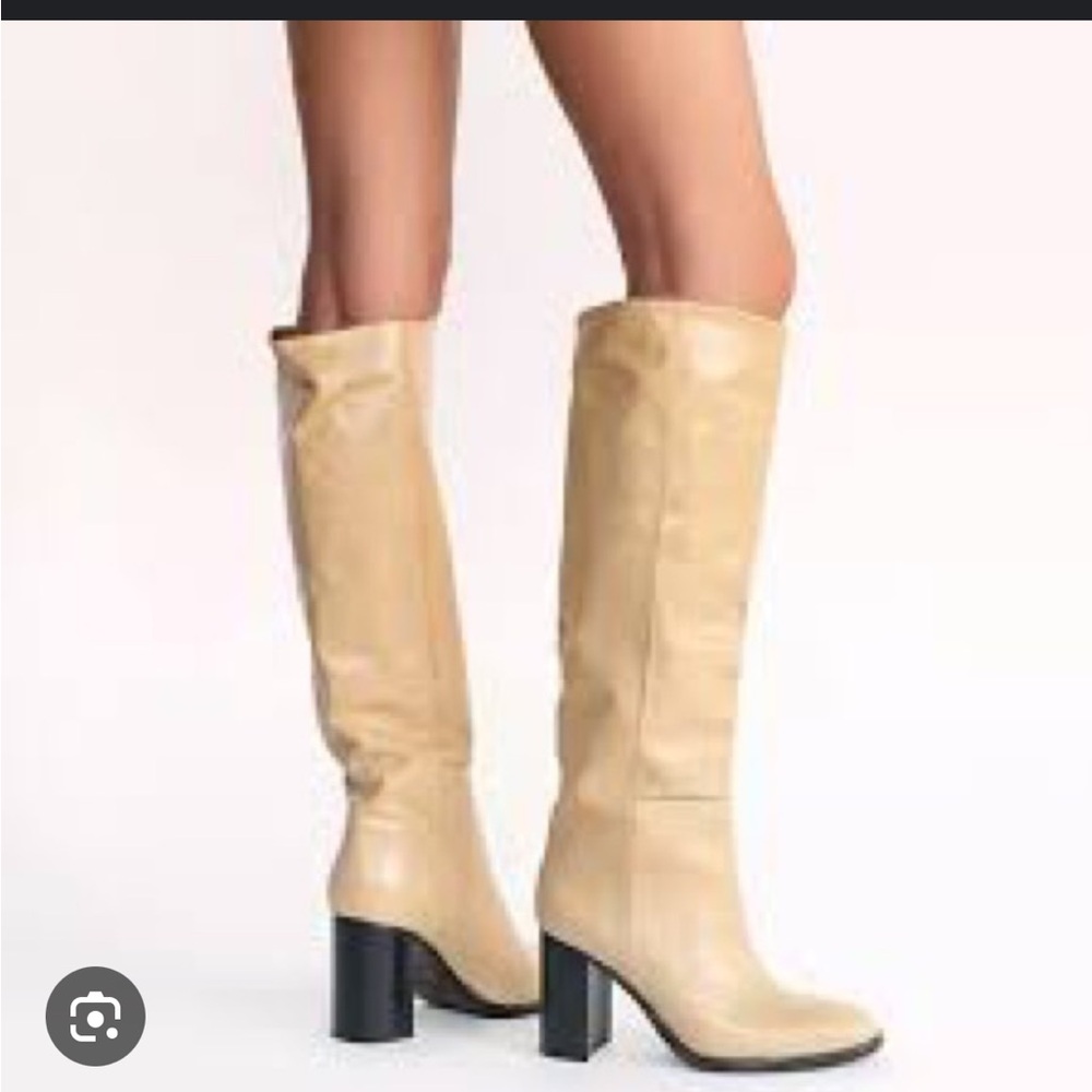NWT Free People Grayson Tall Croc Boot in Bone size 38.5